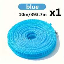 1 Portable Nylon Blue Clothesline, Windproof Clothesline With Textured Body To Prevent Clothes Hangers From Shifting During Drying, Suitable For Indoor And Outdoor Laundry Drying Lines, Essential For Camping Trips - 藍色 1 件 - 查看 7