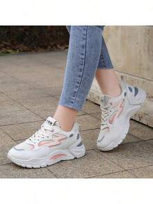 New Spring/Autumn Style, Women's Comfortable And Breathable Thick-Soled Casual Athletic Shoes, Tennis Shoes, Casual Sports Shoes - 粉色 - 查看 2
