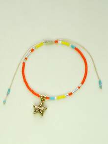 Nuevo conjunto de pulsera con colgante de estrella de mar de cuentas de vidrio bohemio delicado y con capas - Multicolor - Ver 12