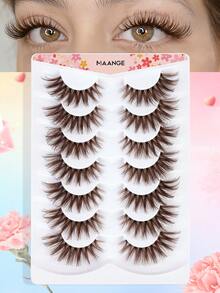 200pcs + 7 Pairs Full Eye Brown False Eyelashes, D-Curl Voluminous Soft Brown Fake Lashes, Thick Brown Lash Clusters, Single Strand Lash Extension, Soft Natural Brown Makeup, Single Soft Lash, DIY Lash Extension, Daily Wear, False Eyelashes, Strip Lashes - D - View 14