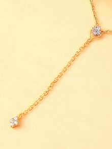 1 pieza Collar geométrico con rhinestones, collar gargantilla de diseño único, accesorio de moda y versátil - Dorado - Ver 5