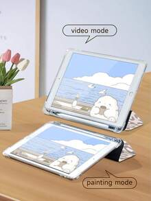 Kingsung 粉灰豹纹图案平板电脑保护套，兼容 iPad 9.7/10.2/10.5/10.9/12.9/Pro 11（第十代）、Air 8(M4)2026（11 英寸）、Air 8(M4)2026（13 英寸），兼容三星 Galaxy Tab S6 Lite 10.4 英寸，兼容 Kindle Paperwhite 第十二代（2024 年款）、Kindle 第十一代（2022 年款），Clara 色，柔软防摔，智能支架/自动唤醒/睡眠功能 - 彩色 - 查看 7