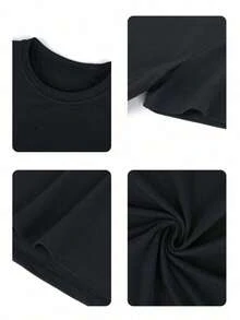 [Plus Size Graphic Tee] Black Oversized Graphic T-Shirt - Playful Sushi Roll Design With "I LIKE IT" And "RAW" Text, Casual Style, Comfortable Loose Fit, Perfect For Everyday Wear, Ideal For Sushi Lovers, Stand Out With Unique Cartoon Print - 黑色 - 查看 6