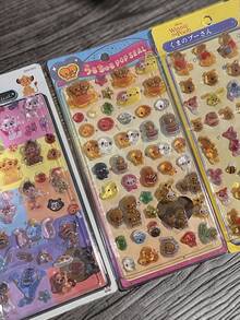 1张高品质3D闪光浮雕卡通贴纸，适用于DIY艺术、剪贴簿、工艺品、减压玩具、手机壳装饰、日记、可爱手工DIY材料、学校分享 - 彩色 - 查看 2