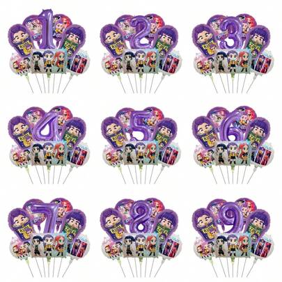 K-Pop Music Disco Cool Girl Children's Birthday Party Decorations Ball Number Balloon Set, Baby Shower Party Supplies, Gift, Toys