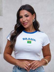 Brazil Baby Look Blouse With Embroidered Stars, Ribbed Knit, 2026 World Cup Vibe, Contrasted Waistband, Cropped Brazil Women's Baby Look, Embroidered Ribbed Knit, Brazil Women's T-Shirt, 2026 World Cup Fan, Brazilian National Team Top, Women's Brazil Fan Fashion, Brazil Shirt With Embroidered Stars, Cropped Top, Women's Brazilian National Team T-Shirt, Cropped Style, Baby Look, Ribbed Knit, Polyester, Women's Brazil Top, World Cup 2026 Fan Look, Brazil Women's Fashion, Women's Fan T-Shirt, Fitted, Comfortable, Cropped Brazil Fashionista, Brazil Women's Shirt, Blogger Style, Foreign Fashion, 2026 World Cup, Brazil Women's Short T-Shirt, Stylish Fan Shirt, Brazil Women's Fan Shirt, Brazilian National Team Casual, Sporty, Street Style, Brazil, Brazil Women's T-Shirt, Fashion Style, World Cup, Brazil Women's Top, Women's Fan Top, Cropped Top, Embroidered Stars, Brazilian National Team, Women's World Cup Look, Modern, Comfortable, Brazil Women's T-Shirt, Ribbed Knit, Fitted, World Cup Fan - 白色 - 查看 3