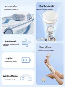 New Semiconductor Cooling Neck Fan, Ice Pack Cooling Slouchy Portable Design, 3-Speed Adjustable, Can Add Essential Oils, Bladeless Fan, Neck Fan - Multicolor - View 9