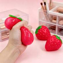 1pc Giant Strawberry Squeeze Toy, Soft & Realistic Stress Relief Ball, Creative Decompression Tool, Daily Stress Relief Toy Set, Suitable For Adult Parties, Office Desks & Home Decor, Squeezable Soft Elastic Dough-Shaped Fidget Toy, Fun & Novel Handheld Toy - Multicolor - View 7