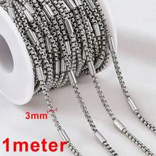 Rantai Manik Mutiara Stainless Steel Modis Sepanjang 1m, Cocok untuk Membuat Gelang, Kalung, dan Perhiasan Sendiri - Rantai DIY - View 14