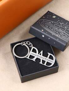 Custom Name Father'S Keychain, Personalized Initial Letter Keychain Minimalist Style, Key Chain Keychains For Men Name Design, Customized 1-5 Names Family Gift For Father'S Day Anniversary Daily Carry Scene, Customizable Unique Keepsake Gift For Dad Birthday Holiday, Bag Charm - Style B - View 4