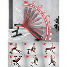 Black Adjustable Foldable Weight Bench, Multi-Position Workout Bench For Home Gym Full Body Training - mặc định - Xem 6