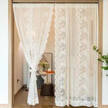 2 tấm rèm ren trắng thêu jacquard kiểu Pháp cổ điển, rèm voan mỏng trong suốt dùng làm màn che riêng tư cho lối vào, ban công, cửa sổ, phòng khách, phòng ngủ, rèm ngăn trang trí. - Nhiều màu - Xem 11