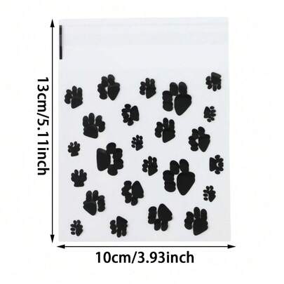 50 túi quà tự dán in hình dấu chân chó, thích hợp đựng bánh quy, kẹo, quà tặng sinh nhật, đồ ăn nhẹ, trang trí tiệc tiết lộ giới tính/tiệc mừng em bé/đám cưới, trang trí tiệc theo chủ đề thú cưng.