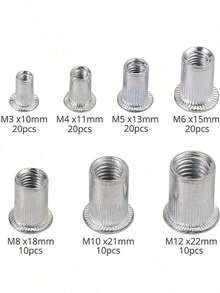 1 Set 110 piezas Remachadora manual, Kit de herramientas para remaches roscados M3-M12, Remachadora ciega, Punzón de remache, Alicates de remache, Herramienta de remache ahorradora de trabajo - A - Ver 4