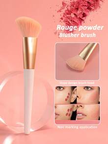 1 Stück schräger Rouge-Pinsel, geeignet für Creme- und Puder-Rouge, Make-up-Pinsel für das Gesicht, Rouge-Pinsel, Konturpinsel, Bronzer-Pinsel, Puder-Pinsel - Rot-Weiß - Übersicht 1