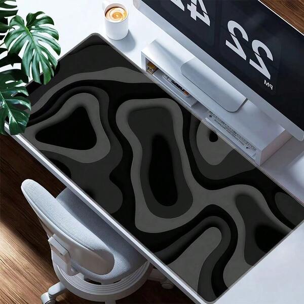 1pc Gray Marble Wavy Pattern Large Gaming Mouse Pad, 2mm Thick Washable Extended Desk Mat With Locked Edges, Non-Slip Keyboard Pad, Dorm & Office Desk Decor, Office Supplies Gift Office Desk Accessories Desk Accessories Office Accessories Mousepad Study Table Mouse Pad For Desk