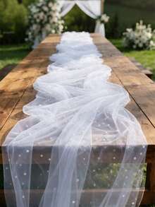 1 peça Caminho de mesa em malha perolada branca, ideal para festa de aniversário, como toalha de mesa, decoração de aniversário, artigos para festa de aniversário, presente de aniversário, lembrancinhas, decoração de casamento, decoração para meninas, chá de bebê, festa de revelação de gênero, chá de panela, decoração de casa, decoração de quarto, capa de mesa para cozinha, tecido para arco de casamento faça você mesmo, toalha de mesa para casamento - Pérola branca - Ver 10
