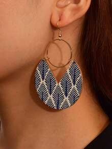 KWHY Leaf Pattern Geometric Drop Earrings Decorations Home Gifts Decor - Multicolor - View 2