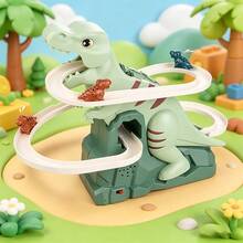 Juguete de escalera musical con dinosaurio, juguete educativo de pista de dinosaurio eléctrico para aliviar el estrés, regalo de cumpleaños y festividades para niños y niñas - Verde - Ver 5