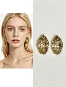 4/16件套时尚新款耳环套装，适合日常及节日佩戴，采用ABS树脂材质，UV镀层不褪色金色饰面 - 金色 - 查看 7