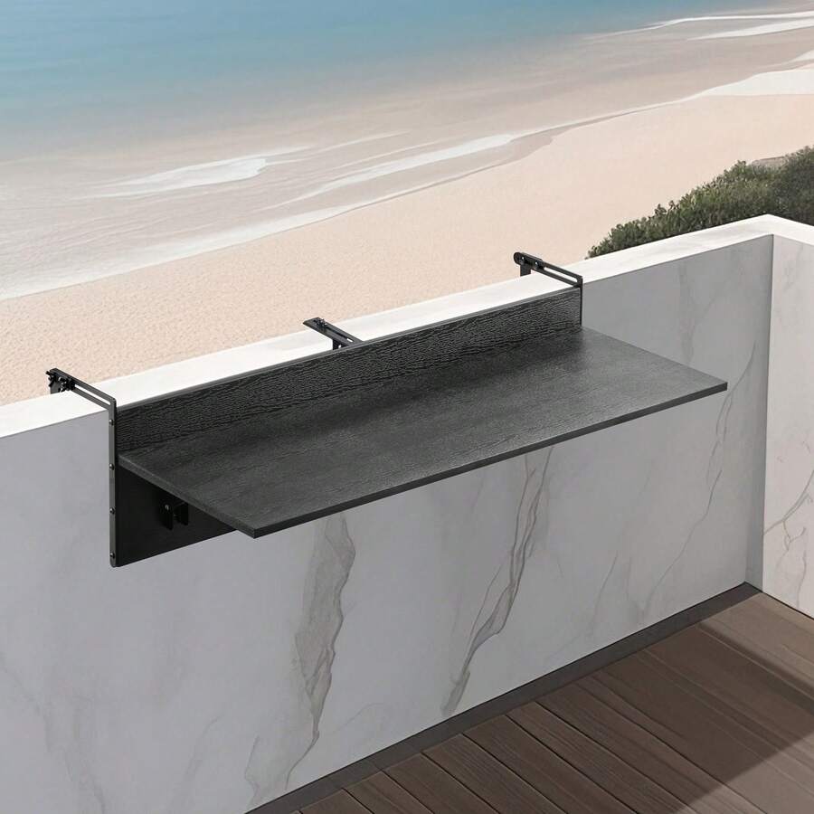 Balkontisch, 1220x300mm, klappbarer Balkonhängetisch, Klapptisch für den Außenbereich, 22 kg Tragkraft, passend für Geländer von 2,54 bis 10,92 cm, Serviertisch für Terrasse und Deck - 12 Zoll 48 Zoll - Übersicht 1