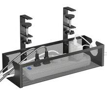 No-Drill Desk Cable Management Tray, Metal Grid Desk Undersurface Cable Organizer With Clips, 2-Hole Cable Tray With Cable Management And Cable Organizer, Suitable For Home Office Standing Desk - Multicolor - View 1