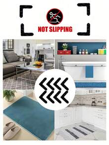 12pcs Carpet Anti-Slip Grippers, Double-Sided Adhesive Non-Slip Design, Residue-Free And Reusable Carpet Tape For Hardwood Floors And Tiles - A - View 4