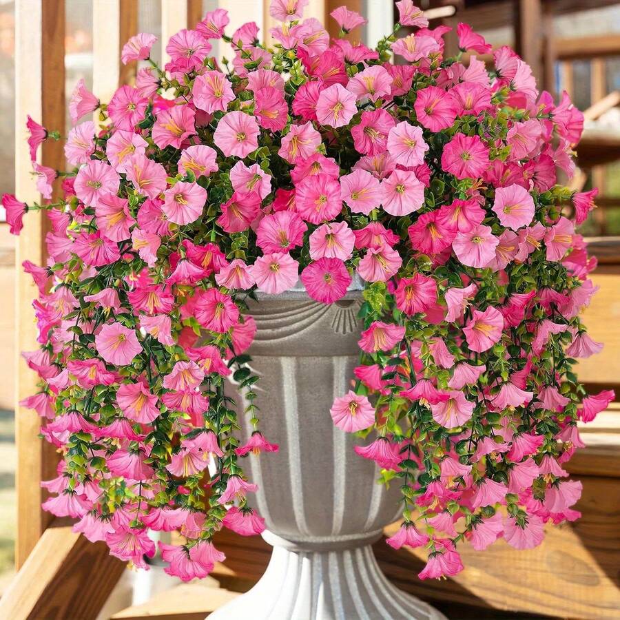 4 ramos de flores artificiales de campanilla rosa - Flores artificiales para exteriores, decoración de flores silvestres para exteriores, adecuadas para regalos, decoración interior y exterior, jardín, porche, casa de campo, patio, decoración colgante, decoración de verano y otoño, temporada de bodas y otras ocasiones - Adecuado para el Día del Maestro, aniversario, Oktoberfest, rosas, arte, ramos, flores artificiales, centros de mesa, flores, flores frescas para decoración, flores artificiales para decoración, centros de mesa, decoración de bodas, flores de boda, plantas, decoración de dormitorio - Multicolor - Ver 1