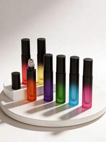5ml Gradient Frosted Glass Refillable Roll‑On Bottle, Stainless Steel Roller Ball,Leak‑Proof Empty Travel Cosmetic Container, Mini Perfume Sample Vial For Aromatherapy, Serum,Business Trip, Camping, Bathroom Storage,Holiday Gift For Men Women - Multicolor - View 2