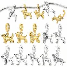 Mặt dây chuyền hình chó cưng, hạt charm hình chó Poodle dành cho nữ, phụ kiện vòng tay, dây chuyền tự làm, quà tặng trang sức cao cấp. - Vàng hoặc bạc - Xem 2