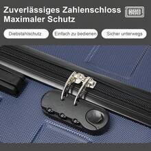 YONSLY Suitcase 16/20/24/28 Inches With 4 Wheels 360° Combination Lock Double Maintenance Zipper Mesh Pocket Soft Rubber Handle Trolley Suitcase - 深藍 - 查看 3