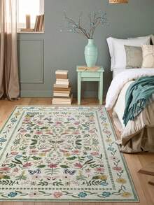 Modern Round Washable Non-Slip Area Rug – Thin Soft Living Room Carpet, Kitchen Rug & Runner, Home Decor Rug - Olive Green - View 2
