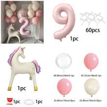 1 Set Einhorn & Fliege Rosa Zahl Ballon Set, enthält 0-9 Folienballons, 10-Zoll Latex Ballons in Hellrosa & Rosa, geeignet für Geburtstagsdekoration, Babyparty, Jahrestag, 1. Geburtstag Hintergrund, Hochzeitshintergrund, Fotografie Requisiten - Übersicht 8