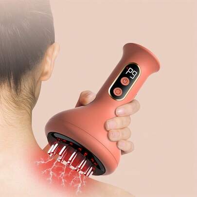 FollowBreak 1pc Rechargeable Body Massager, Electric Back Massager, Scraping Massage Device, Vibration Massage Tool, 9 Modes, LCD Display, Portable Massage Device, Personal Handheld Massager, Suitable For Home Use