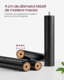 VASAGLE Perchero de Madera Maciza, Organizador de Ropa de Pie, con 8 Ganchos, para Pasillo, Entrada, Negro Tinta - Ver 4