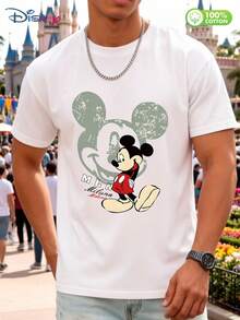 Disney MLN Miluna Mickey Mouse Retro Graphic T - Shirt For Men, 100% Cotton Short Sleeve Crew Neck Top, Vintage - Style Casual Tee With Classic Mickey & Green Silhouette Print, Perfect For Daily Wear, Travel, Theme Park Visits, School, Vacation, Gift Idea, Soft Breathable Fabric, Loose Fit Comfortable Style, Classic White Color, Disney Licensed Apparel, Men's Casual T - Shirts, Boys' Cotton T - Shirts, Street Style Tees, Nostalgic Fashion, Youthful Energy Design, Best - Selling Disney Merchandise, Fashionable Summer Tee For Men And Teenagers, Ideal For Disney Park Adventures, Stylish Casual Wear With Retro Mickey Graphic, Breathable Cotton Tee For Daily Errands, Relaxed Fit T - Shirt For Outdoor Activities, Fun Graphic Tee For Friends Gatherings, Licensed Disney Character T - Shirt For Men, Comfortable Cotton Short Sleeve For Summer Days, Casual Crew Neck T - Shirt For Men's Wardrobe, Youthful Cartoon Print T - Shirt For Teens And Adults - 白色 - 查看 1