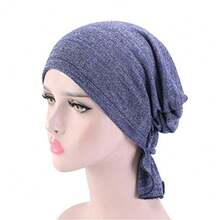 Hijab Cancer Chemo Stretchy Cotton Hat Turban Cap Cover Hair Loss Head Scarf Wrap Pre-Tied Headwear Strech Bandana - 灰酒卡其 - 查看 6