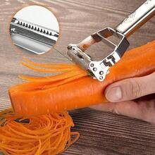 -2-In-1 Julienne And Vegetable Peeler, Stainless Steel Kitchen Slicer, Multi-Functional Cutter For Vegetables And Fruits (Household Kitchen Gadgets) - Multicolor - View 1