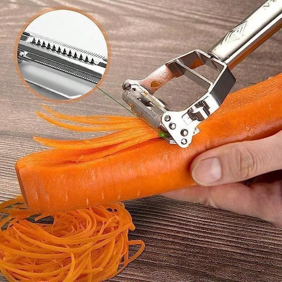 -2-In-1 Julienne And Vegetable Peeler, Stainless Steel Kitchen Slicer, Multi-Functional Cutter For Vegetables And Fruits (Household Kitchen Gadgets) - Multicolor - View 1
