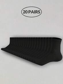 Paquete a granel de calcetines negros premium para tobillo de hombre (5/10/15/20/30 pares) - Calcetines de trabajo transpirables y de ajuste elástico, adecuados para negocios, fitness, viajes - Puño elástico antideslizante, que absorbe la humedad, esenciales diarios - Negro - Ver 13
