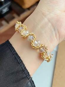 1条水晶串珠彩色链条表带，兼容苹果手表表带38mm 40mm 41mm 42mm 44mm 45mm 49mm (S10 42)mm (S10 46)mm (S11 42)mm (S11 49)mm，女士款，优雅精致的表带，兼容 Series 11 Ultra 3 SE3 Ultra 2 S10 SE2 9 8 7 SE 6 5 4 3 2 1，适合搭配各种服饰，日常佩戴，度假休闲。 - 白金 - 查看 4