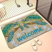 1 pieza Felpudo de bienvenida con diseño de tortuga, alfombra pequeña, felpudo de bienvenida, alfombra, felpudo para exteriores, alfombra de cocina, decoración del hogar, felpudo para la puerta principal, alfombra pequeña de área, alfombra para exteriores, decoración del hogar, alfombra de área, alfombra de jardín, regalo de graduación, alfombra lavable - Multicolor - Ver 4