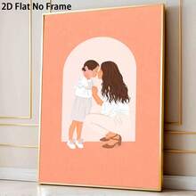 Tranh treo tường không khung 2D phẳng, màu be hiện đại, đơn giản và ấm áp, hình ảnh mẹ và con gái ôm nhau là lựa chọn lý tưởng làm quà tặng Ngày của Mẹ cho phòng khách và phòng ngủ. - Kiểu A - Xem 3