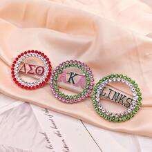 3pcs Mixed Round Hollow Alloy OES Letter Anti-Exposure Brooch Pin - Multicolor - View 9