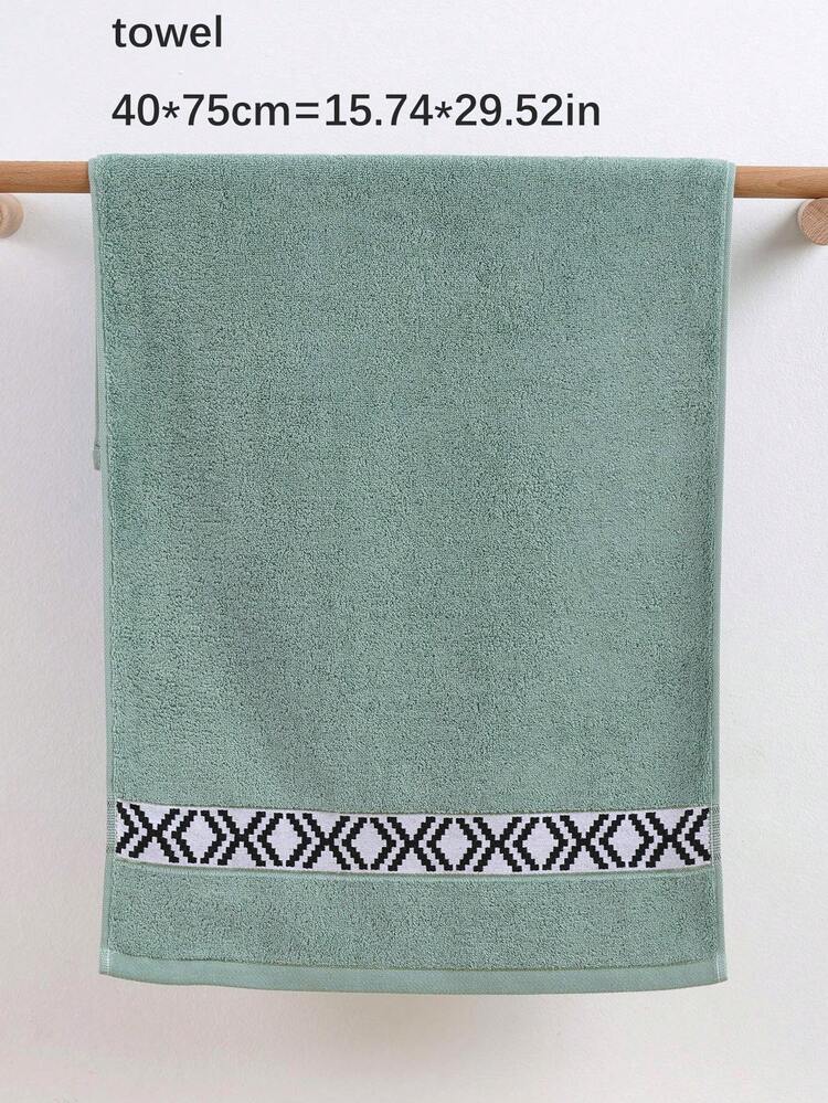 QIBHI 1/3pcs Pure Cotton Jacquard Diamond Pattern Solid Color Elegant 100% Cotton Fabric Not Thick European Style Face Towel/Or Choose One Bath Towel Cotton Terry Bathroom Towel Suitable For Bathroom, Hotel, Gym, Travel, Gift, Salon, Sports, Outdoor, Beach, School, Back To School, Travel, Travel Accessories, Home Essentials, Towel, Skin Care - Green - View 12