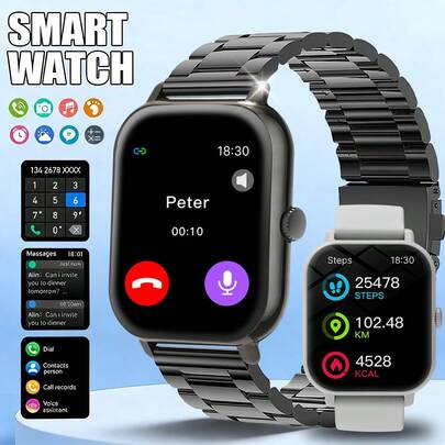 ERUN 2026 New Smart Watch - Unisex Outdoor Sports, With Multiple Sports Modes, Incoming Call Reminders, Message Reminders, Calculator, Remote Camera And Other Functions, 1.81-Inch Full Touch HD Screen, 180mAh Battery. Perfect Valentine's Day/Christmas Gift.