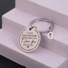 1pc Stainless Steel Round Tag Keychain, "To My Son/Daughter" Engraved Design, Lightweight Portable Key Chain, A Thoughtful Gift From Parents, Practical Daily Accessory - Multicolor - View 2