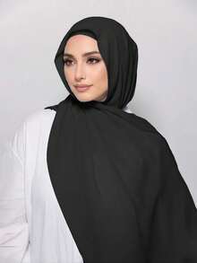 1pc 3-In-1 Quick-Wear Chiffon Hijab With Built-In Magnet And Inner Cap/One-Piece Quick-Wear Hijab - No Pins Needed, Non-Slip Fit, Easy To Put On In Seconds - Black - View 4