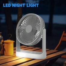 8 Inch Camping Fan With Solar Panel, Rechargeable Battery Powered Tent Fan With Solar Panel, USB Port, LED Light And 2 Free Bulbs, Portable Desk Fan For Outdoor Camping, Fishing, Hurricane, Home Emergency - Other - View 4