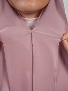 1pc 3-In-1 Instant Chiffon Hijab With Built-In Magnets And Undercap/All-In-One Instant Hijab - No Pins, Slip-Free Fit, Easy Wear In Seconds. Suitable For Daily Abaya Matching, Outdoor Activities, Prayers And Worship - Leather Pink - View 5